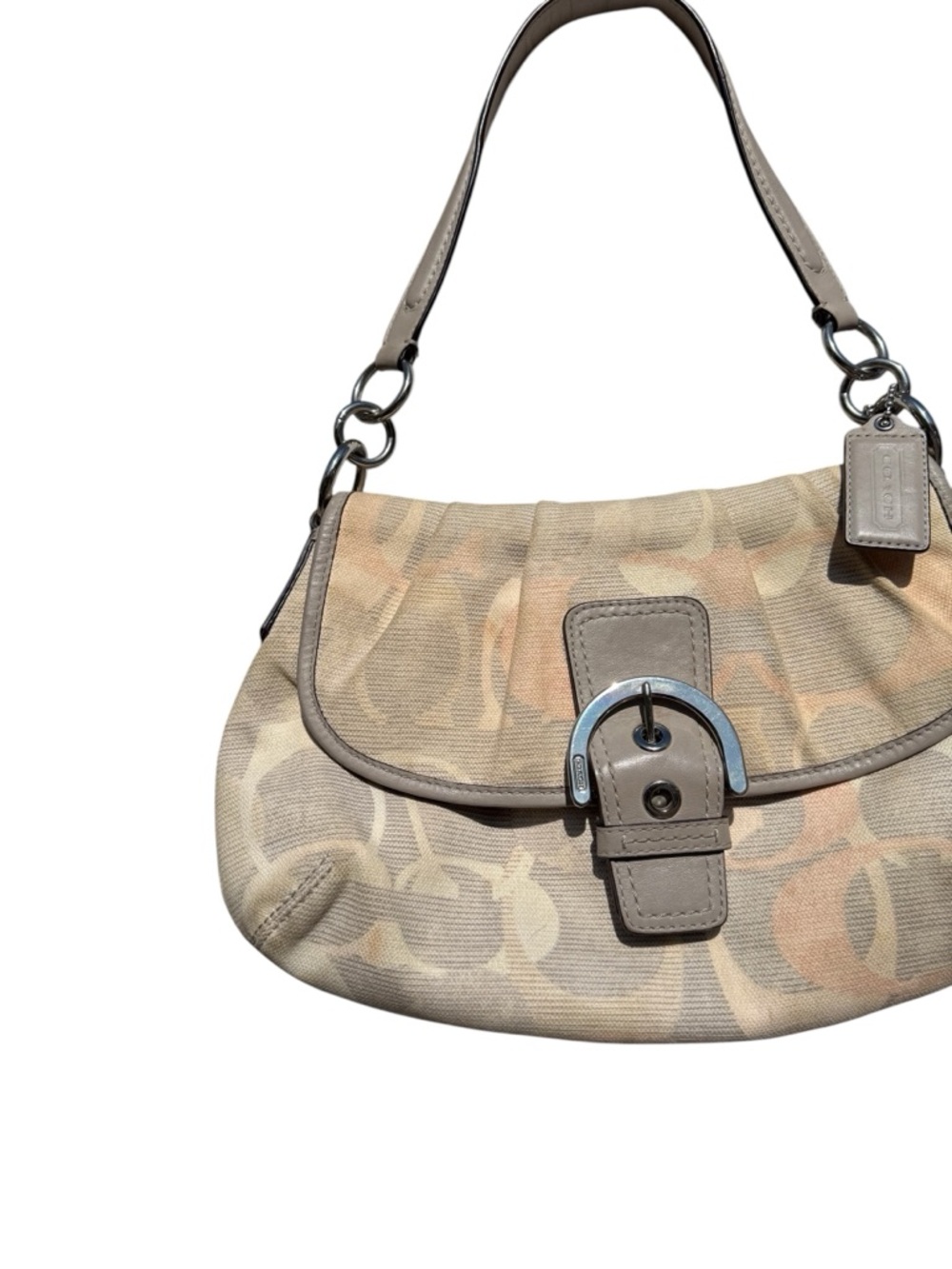 Coach Vintage RARE Y2K Soho Optic Grey & Pink Shoulder Flap Bag F19238 - Picture 3 of 10